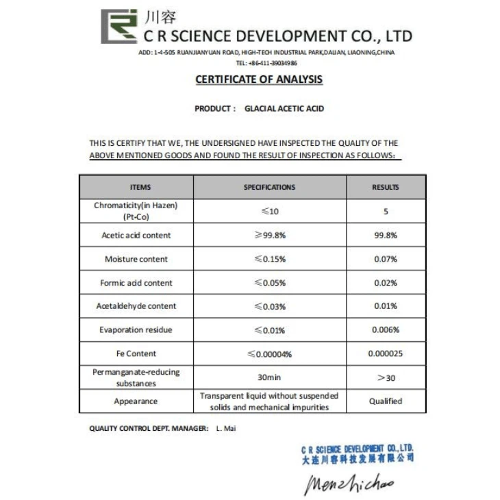 Glacial Acetic Acid Used in Food